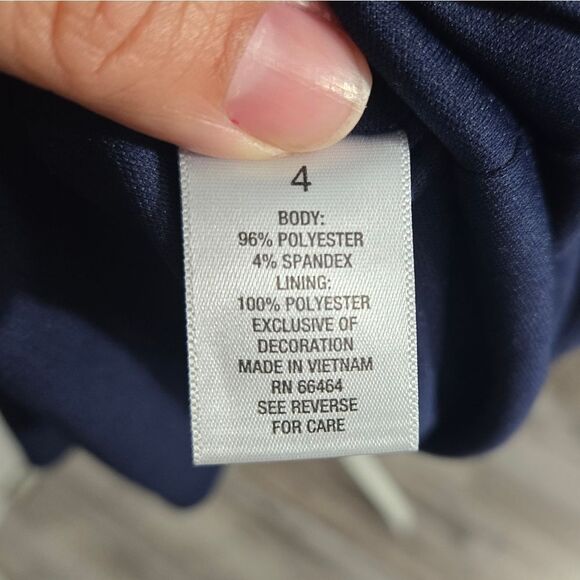 Dress Barn Roz & Ali Crepe Ruffled Bell Sleeve Dress sz 4 Navy Career/Work - Picture 9 of 11